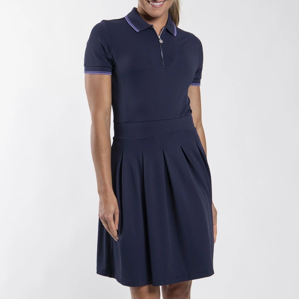 KJUS Women Mara Golf Dress Atlanta Blue Pink LG22-L05 Size 36 S UPF 50+ Pique - Picture 1 of 9